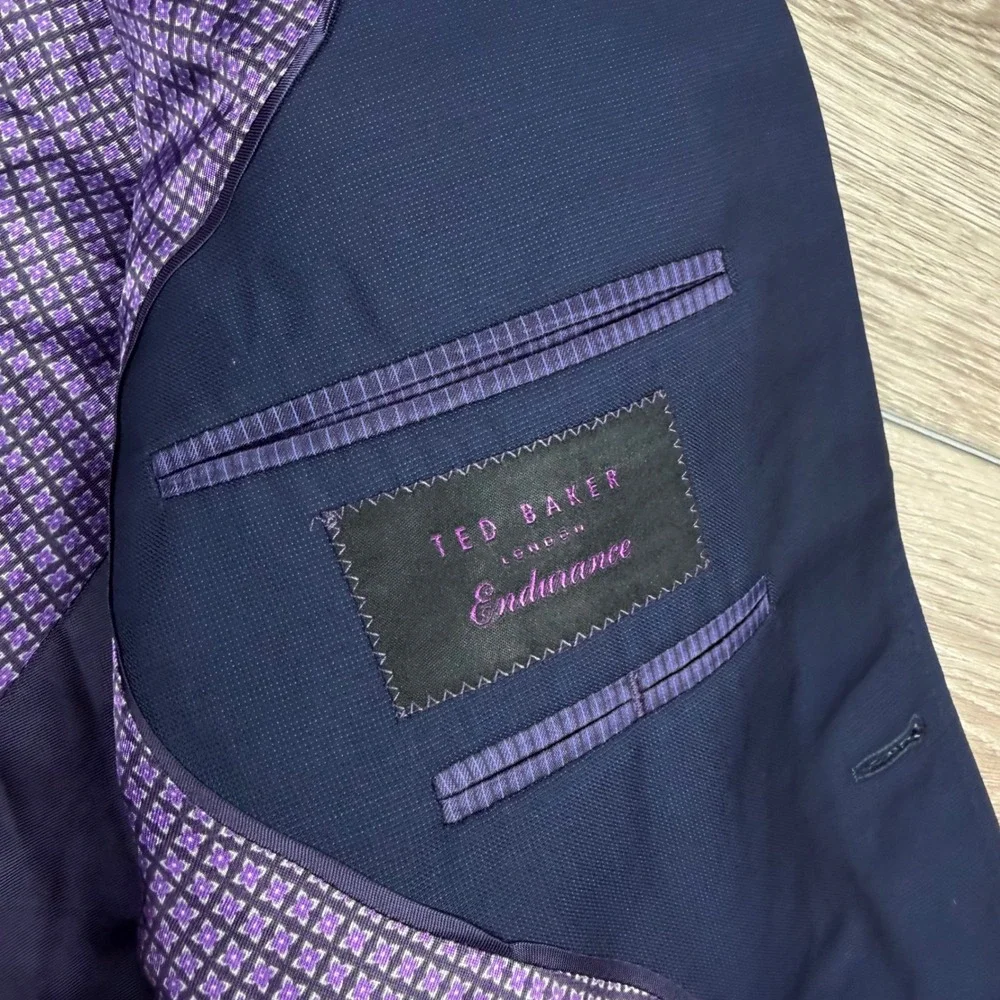 Ted Baker Mens Sport Coat Endurance Trevi SPJ Wool Navy Blue 42R
